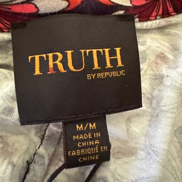 TRUTH BY REPUBLIC Jacket Womens Medium Paisley Jersey Knit Blazer Boho Office - Picture 2 of 15